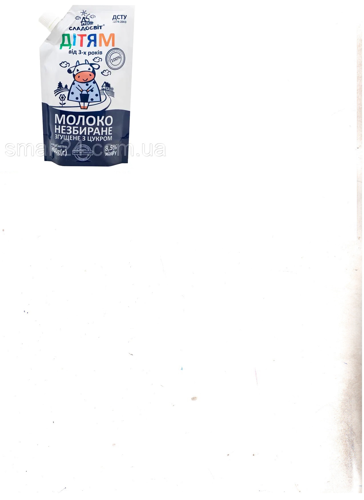 Молоко незбиране згущене з цукром 8,5% Дітям ДСТУ д/пак 0,300 гр ТМ "Сладосвіт"